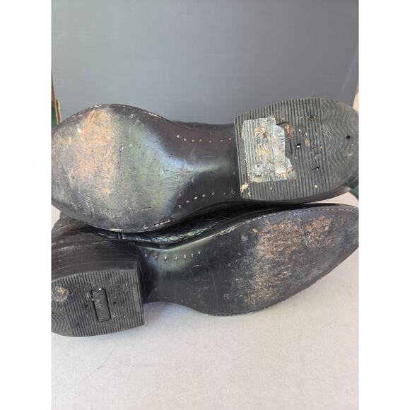 RARE Custom Black Safari Crocodile Aligator Cowboy Black Boot US12 main image 8
